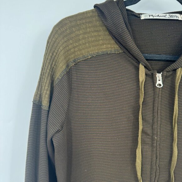 Michael Stars Women's Stripe L'slv Zip Up Hoodie with Sweater Trim Woman’s M L g - Picture 6 of 13